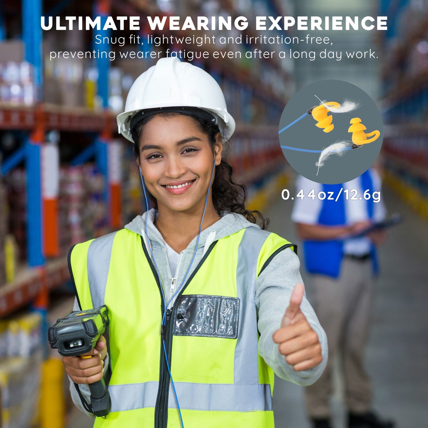 Ear Plug Headphones for Work, Mipeace Custom-fit Work Earbuds Earphones-Safety Headphones