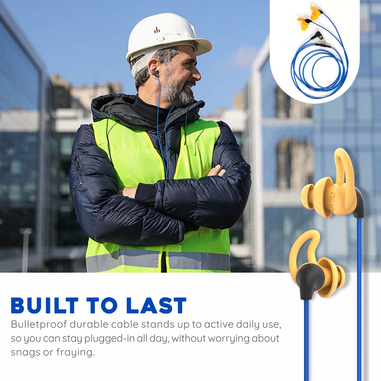 Ear Plug Headphones for Work, Mipeace Custom-fit Work Earbuds Earphones-Safety Headphones