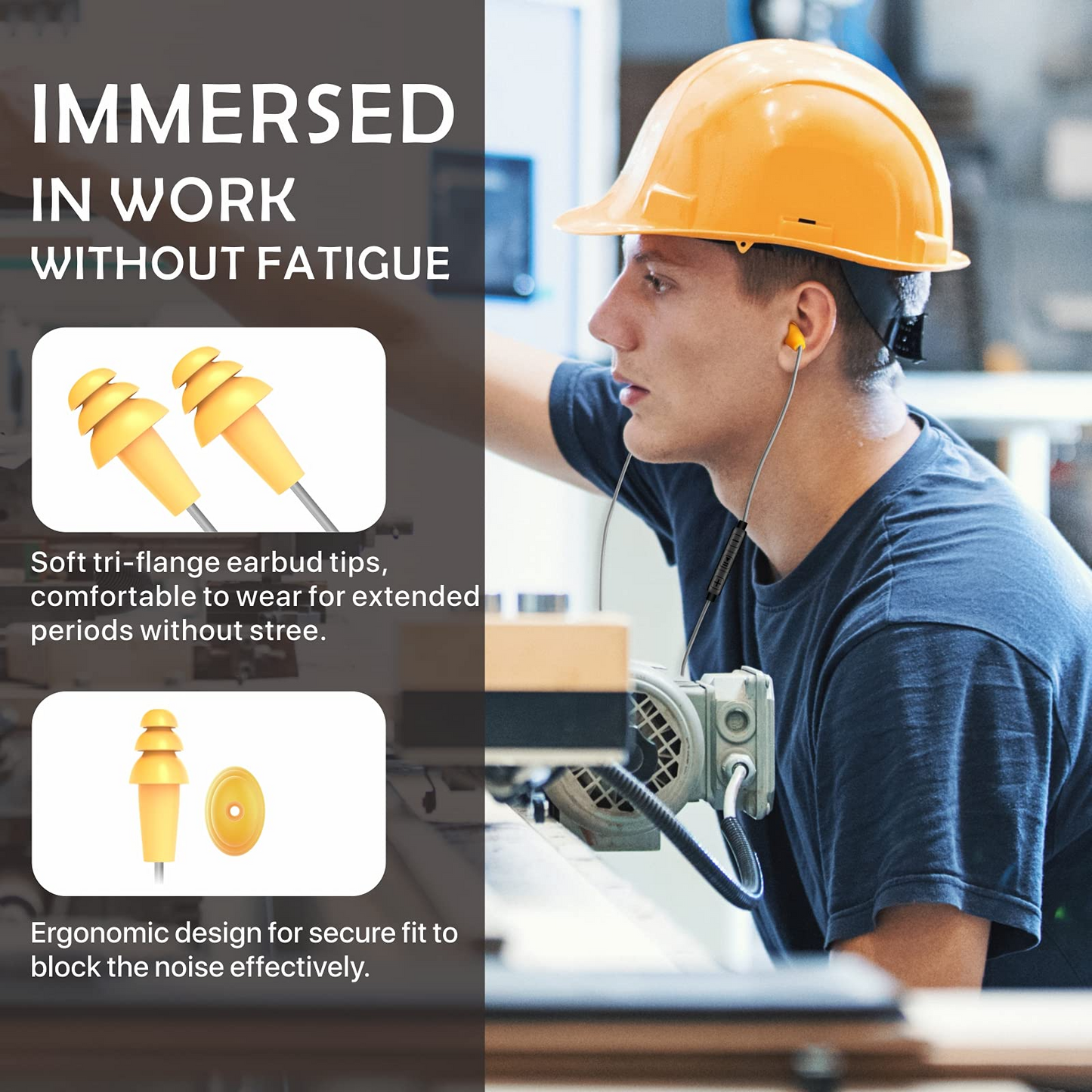 Work Earbuds Headphones, Safety Industrial Ear Plugs Headphones