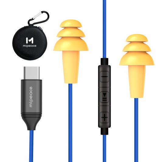 Earplug Headphone for Work, in-Ear Earbuds USB C Headphone with mic & Control