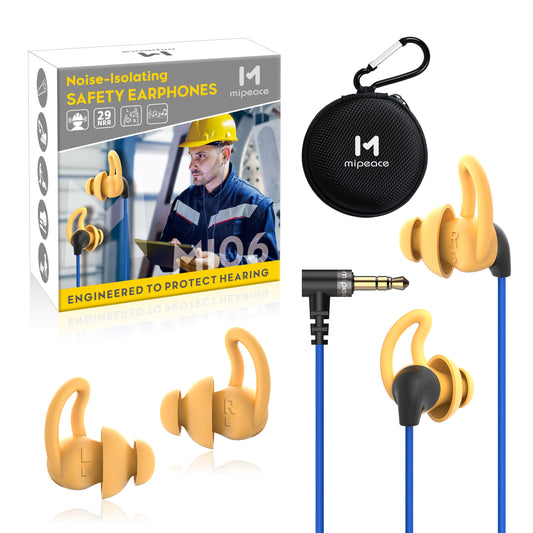 Ear Plug Headphones for Work, Mipeace Custom-fit Work Earbuds Earphones-Safety Headphones